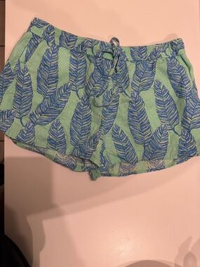 Vineyard Vines Leaf Print Linen Shorts Size XS Summer Beach Lounge
